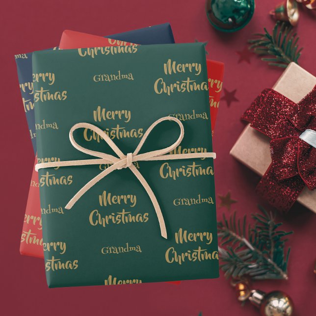 Feuille De Papier Cadeau Joyeuse grand-mère de Noël | Joyeuses fêtes (Créateur téléchargé)