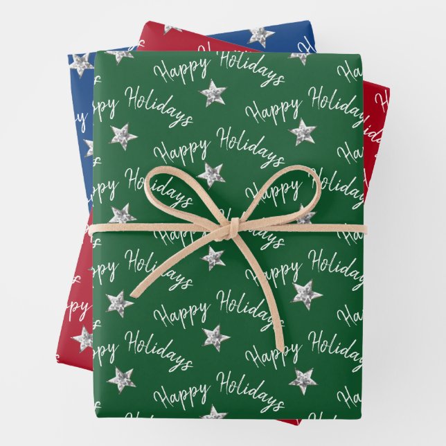 Feuille De Papier Cadeau Joyeuses Vacances Diamond Stars (En situation)