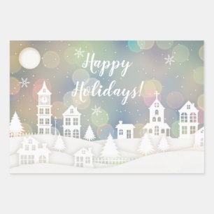 Feuille De Papier Cadeau Joyeuses vacances hiver Wonderland