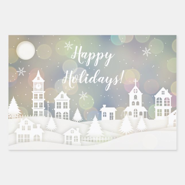 Feuille De Papier Cadeau Joyeuses vacances hiver Wonderland (Devant)