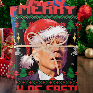 Feuille De Papier Cadeau Joyeux 4 de Pâques drôle Joe Biden Noël