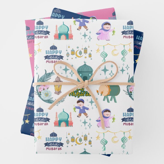 Feuille De Papier Cadeau Joyeux Aïd el-Fitr Moubarak (En situation)