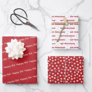Feuille De Papier Cadeau Joyeux Aïd Moubarak Enfants Red Dot Motif Citation