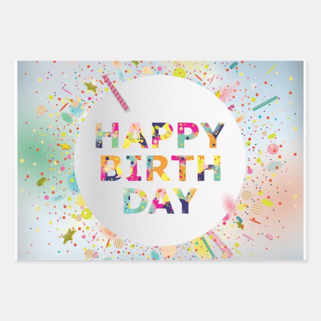 Feuille De Papier Cadeau Joyeux anniversaire (Devant)