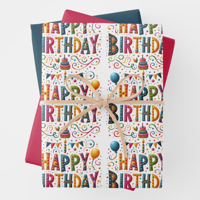 Feuille De Papier Cadeau Joyeux anniversaire (En situation)