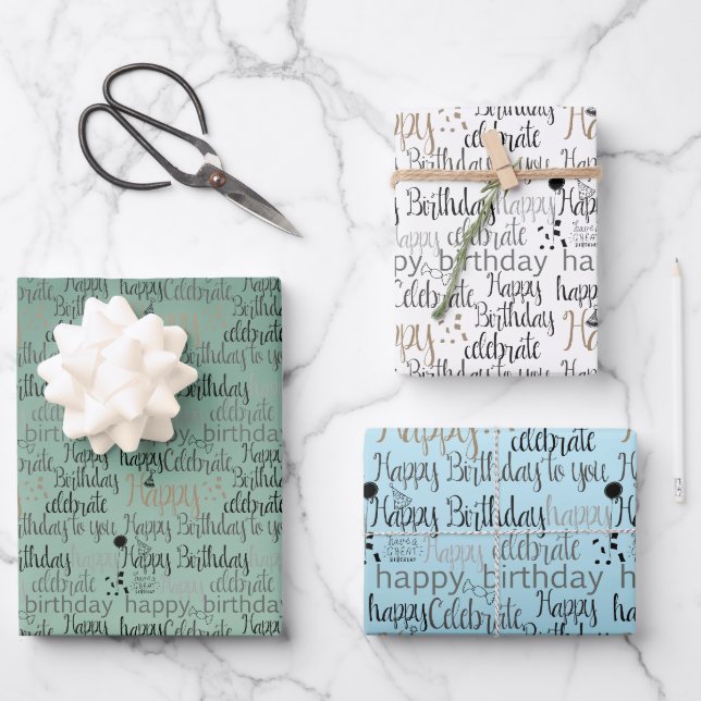 Feuille De Papier Cadeau Joyeux anniversaire (Recto)