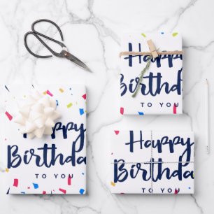 Feuille De Papier Cadeau Joyeux anniversaire à vous confetti