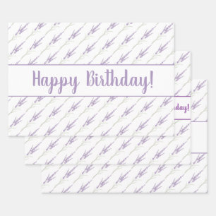 Feuille De Papier Cadeau Joyeux Anniversaire Lavender Flower Bundles