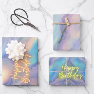 Feuille De Papier Cadeau Joyeux anniversaire Octobre Birthstone Opal