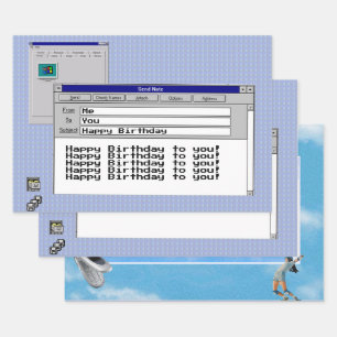 Feuille De Papier Cadeau Joyeux Anniversaire Personnalisé Windows 95 Thème 