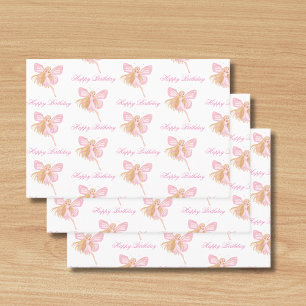 Feuille De Papier Cadeau joyeux anniversaire rose fée motif fille mignonne