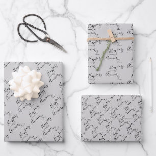 Feuille De Papier Cadeau Joyeux anniversaire sur Argent