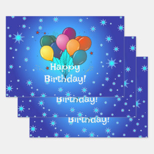 Feuille De Papier Cadeau Joyeux Ballons de fête d'anniversaire