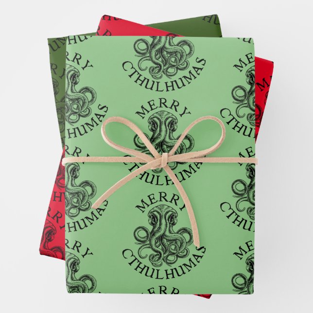 Feuille De Papier Cadeau Joyeux Cthulhumas Lovecraft Cthulhu (En situation)