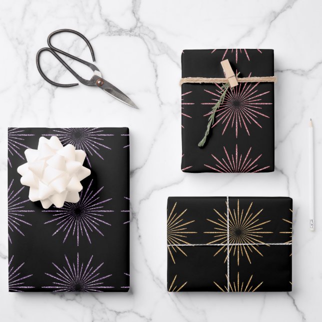 Feuille De Papier Cadeau Joyeux feu d'artifice du Nouvel An (Recto)