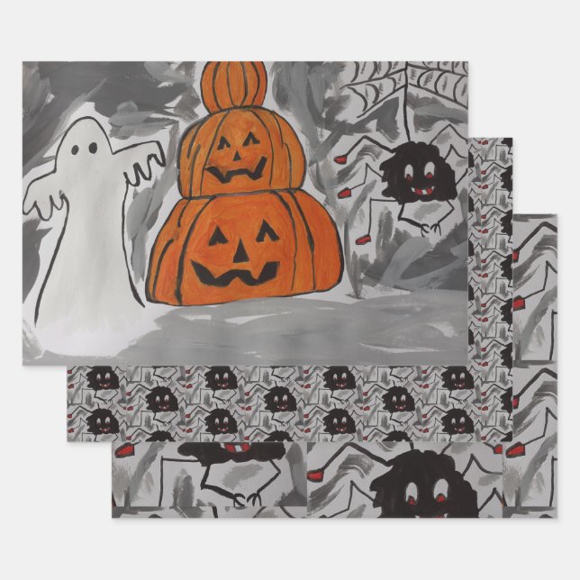 Feuille De Papier Cadeau Joyeux Halloween (Lot)