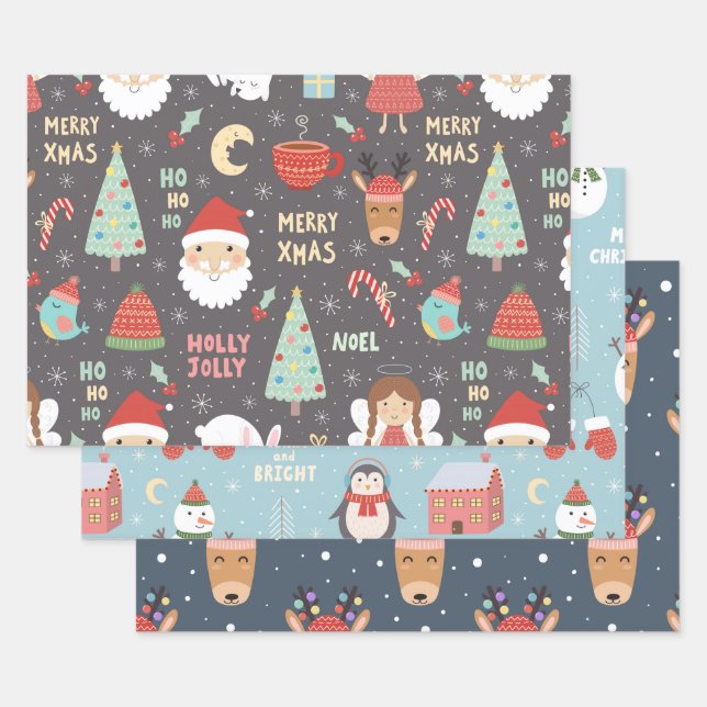 Feuille De Papier Cadeau Joyeux Jeu de Noël (Lot)