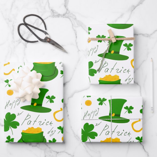 Feuille De Papier Cadeau Joyeux jour de saint Patrick (Recto)