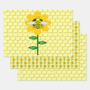 Feuille De Papier Cadeau Joyeux Jour des abeilles Anniversaire Bumblebee
