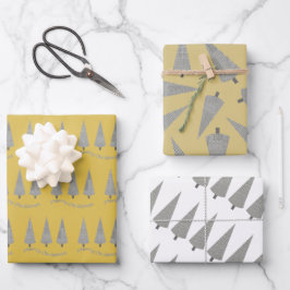 Feuille De Papier Cadeau Joyeux Joyeux Joyeux Noël Motif d'arbre