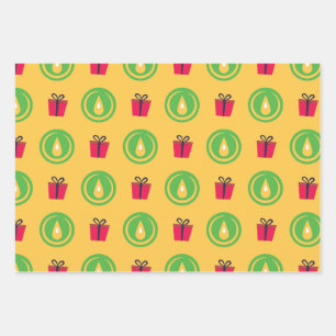 Feuille De Papier Cadeau Joyeux Kwanzaa Kinara Menorah Sept Motif de vacanc