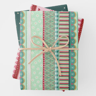 Feuille De Papier Cadeau Joyeux Motif de Noël série trois
