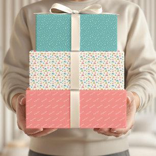 Feuille De Papier Cadeau Joyeux Motif Eid Kids Blue Pink Moon Star