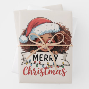 Feuille De Papier Cadeau Joyeux Noël afro-américain Afrique noire 