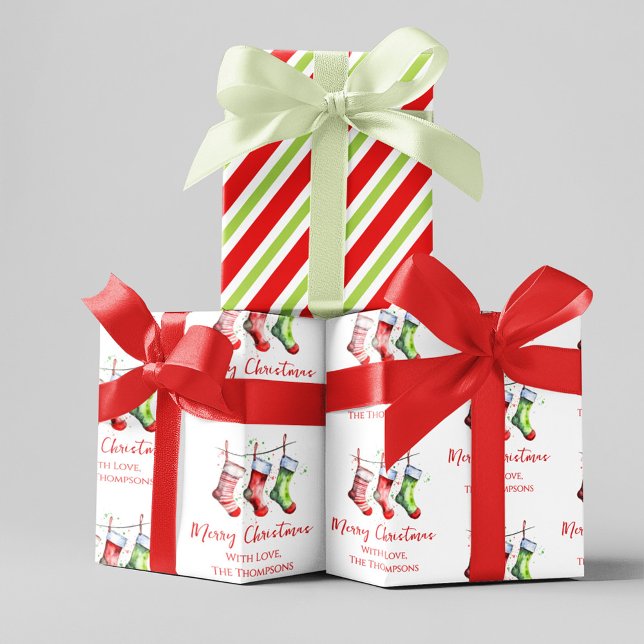 Feuille De Papier Cadeau Joyeux Noël Aquarelle Stockage sur mesure (Whimsical Merry Christmas holiday custom wrapping paper. )