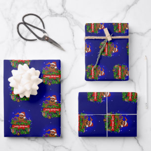 Feuille De Papier Cadeau Joyeux Noël avec lapin de Noël