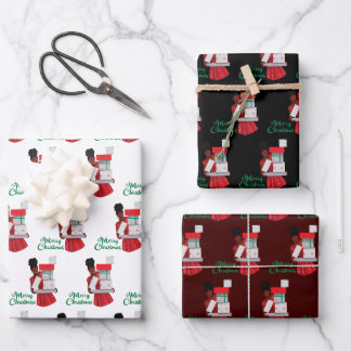 Feuille De Papier Cadeau Joyeux Noël Black African American Woman Cadeaux