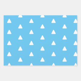 Feuille De Papier Cadeau Joyeux Noël bleu clair triangle