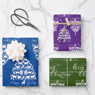 Feuille De Papier Cadeau Joyeux Noël Chèvre Arbres de Noël
