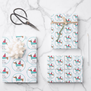 Feuille De Papier Cadeau Joyeux Noël Dachshund