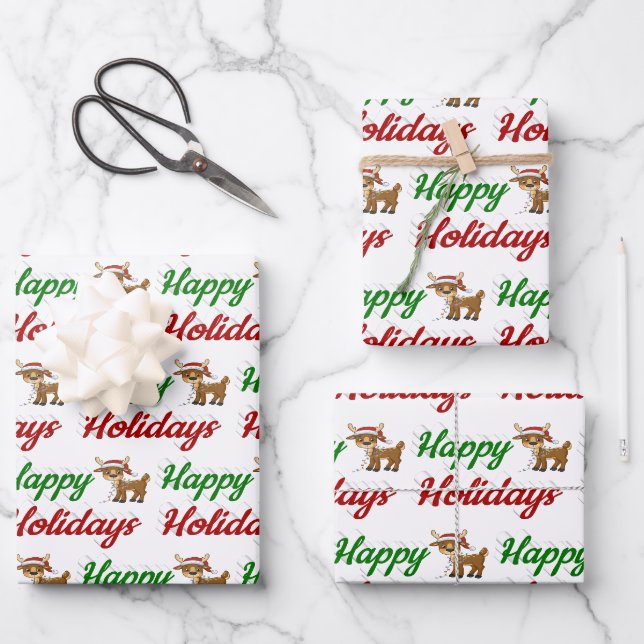 Feuille De Papier Cadeau Joyeux Noël de Reindeer (Recto)