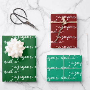 Feuille De Papier Cadeau Joyeux Noel Design Français 