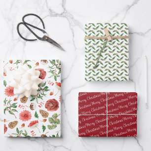 Feuille De Papier Cadeau Joyeux Noël Élégant de Fêtes