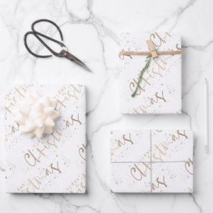 Feuille De Papier Cadeau Joyeux Noël en or chic