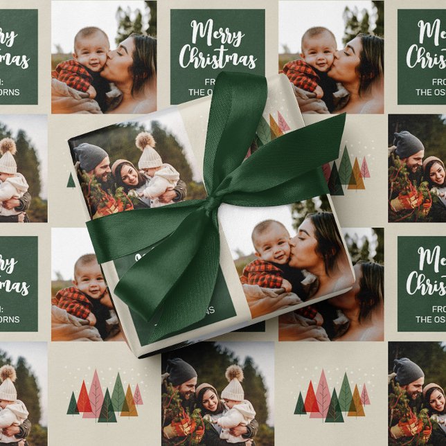Feuille De Papier Cadeau Joyeux Noël Famille Photo Collage (Créateur téléchargé)