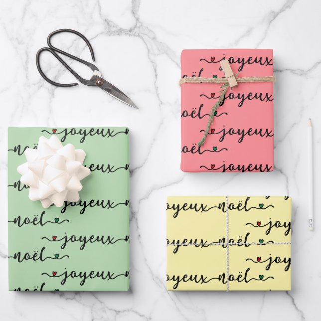 Feuille De Papier Cadeau Joyeux Noel French Design  (Recto)