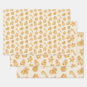 Feuille De Papier Cadeau Joyeux Noël Gingerbread Cookies