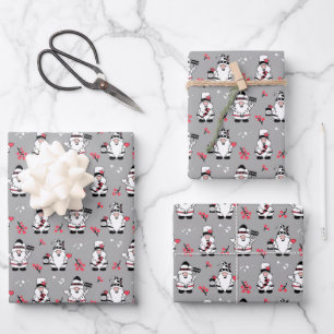 Feuille De Papier Cadeau JOYEUX NOËL   Gnomes Holly d'hiver
