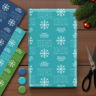 Feuille De Papier Cadeau Joyeux Noël moderne et nom de famille HNY
