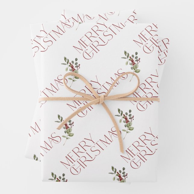 Feuille De Papier Cadeau Joyeux Noël moderne Vacances vertes (En situation)