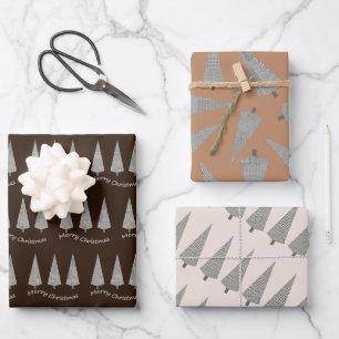 Feuille De Papier Cadeau Joyeux Noël Motif de l'arbre Houndstooth