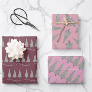 Feuille De Papier Cadeau Joyeux Noël Motif de l'arbre Houndstooth