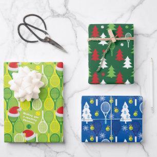 Feuille De Papier Cadeau 🎄 Joyeux Noël 🎾 motif de tennis
