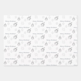 Feuille De Papier Cadeau Joyeux Noël Motif d'hiver gris