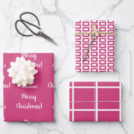 Feuille De Papier Cadeau Joyeux Noël Motif rose chaud