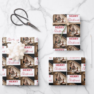 Feuille De Papier Cadeau Joyeux Noël Photo de famille personnalisée